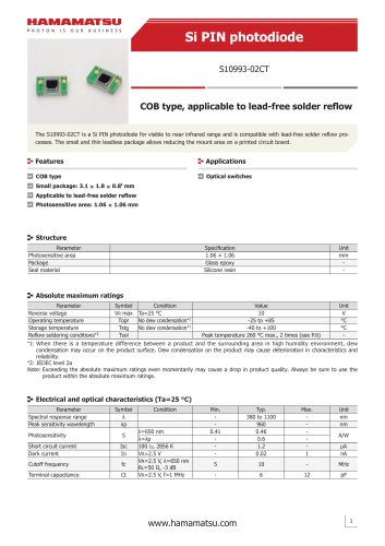 Si PIN photodiode S10993-02CT