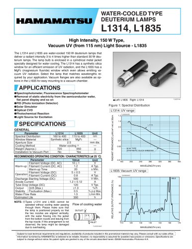 WATER-COOLED TYPE DEUTERIUM LAMP L1314 L1835