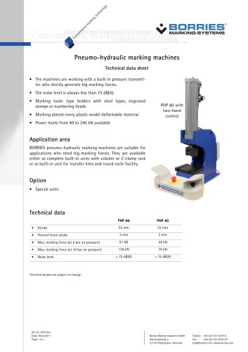 pneumo-hydraulic marking machines