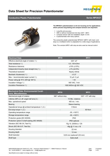 Data sheet MP20/21