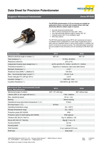 Data sheet RP19/20