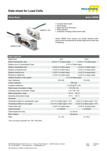 Shear beam force cell - KM200