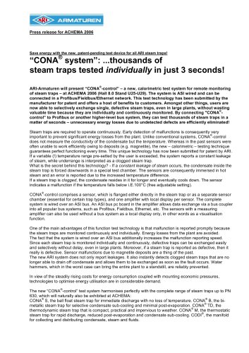 CONA® system: ...thousands of steam traps tested individually in just 3 seconds!