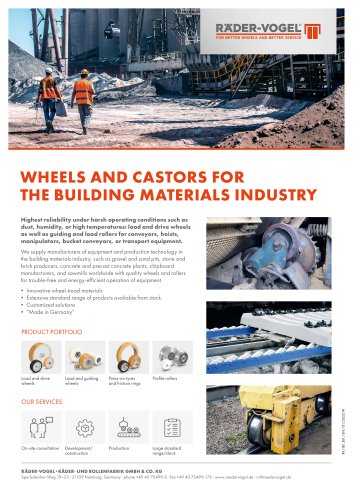 WHEELS AND CASTORS FOR THE BUILDING MATERIALS INDUSTRY