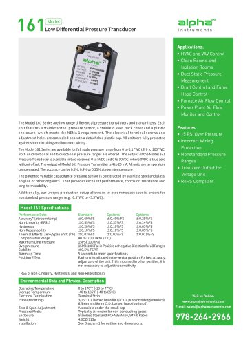 161 Low Differential Pressure Transducer