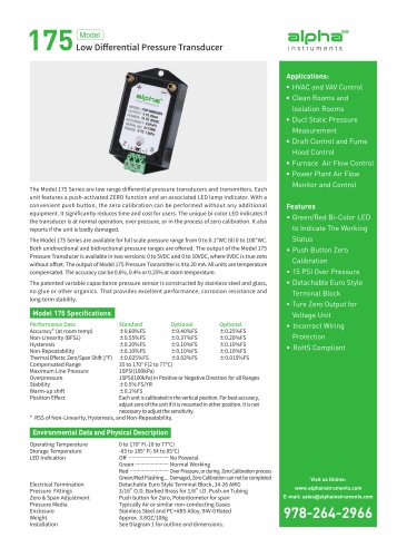 175 Low Differential Pressure Transducer