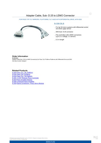 S-330.DLS Adapter Cable, Sub-D 25 to LEMO Connector