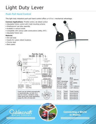 Light Duty Lever Push-Pull Hand Control