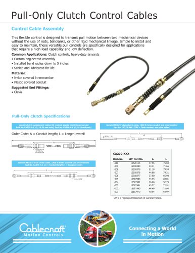 Pull-Only Clutch Control Cables