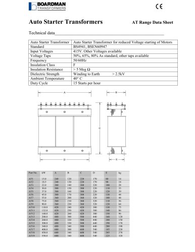 Auto Starter Transformers