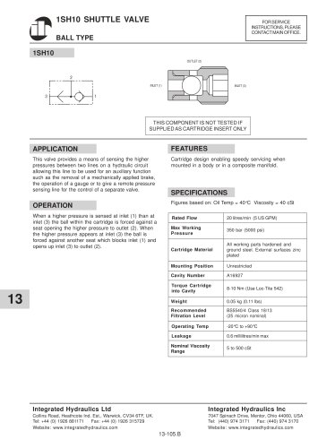 Shuttle Valves 1SH10