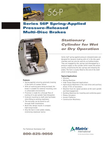 Series 56P Spring-Applied Pressure-Released Multi-Disc Brakes