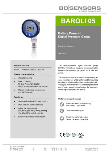 data sheet BAROLI 05