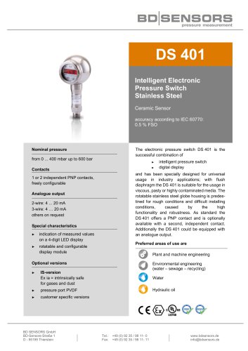 data sheet DS 401