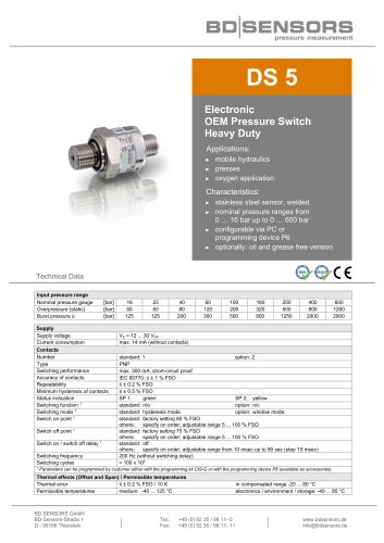 data sheet DS 5