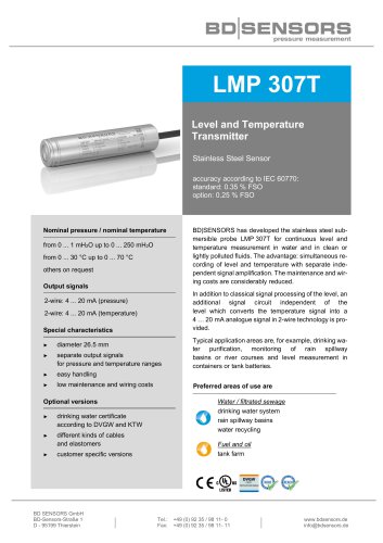 data sheet LMP 307 T