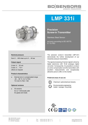 data sheet LMP 331i