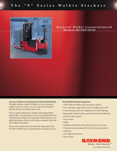 Walkie Counterbalanced RCS 20/30/40 Brochure