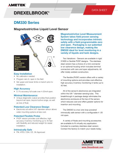 DM330 Series Magnetostrictive Level