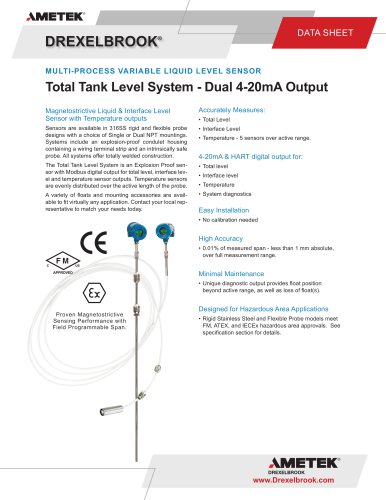 Total Tank Level System - Dual 4-20mA Output