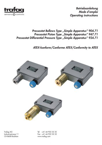 Instruction «Simple Apparatus» conformity to ATEX 947