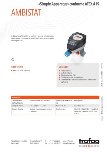 Scheda tecnica «Simple Apparatus» conformity to ATEX 419