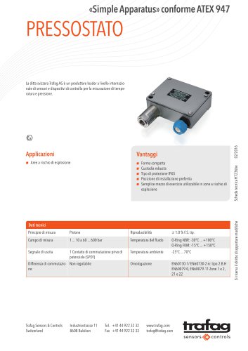 Scheda tecnica «Simple Apparatus» conformity to ATEX 947