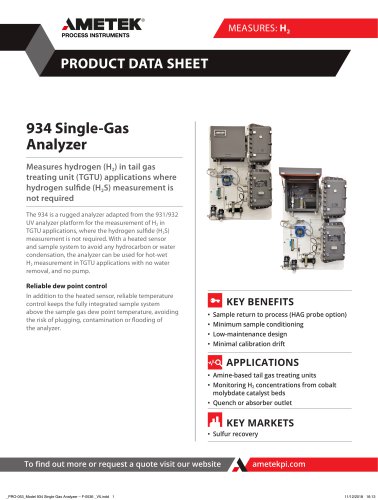 934 Single-Gas Analyzer