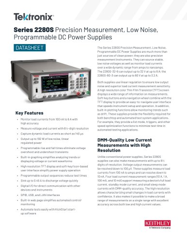 Series 2280S Precision Measurement, Low Noise, Programmable DC Power Supplies