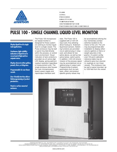 Pulse 100 - Single Channel Liquid Level Monitor