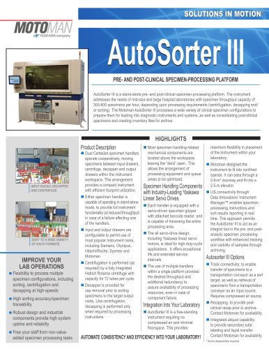 Motoman AutoSorter III Specimen Processing Platform