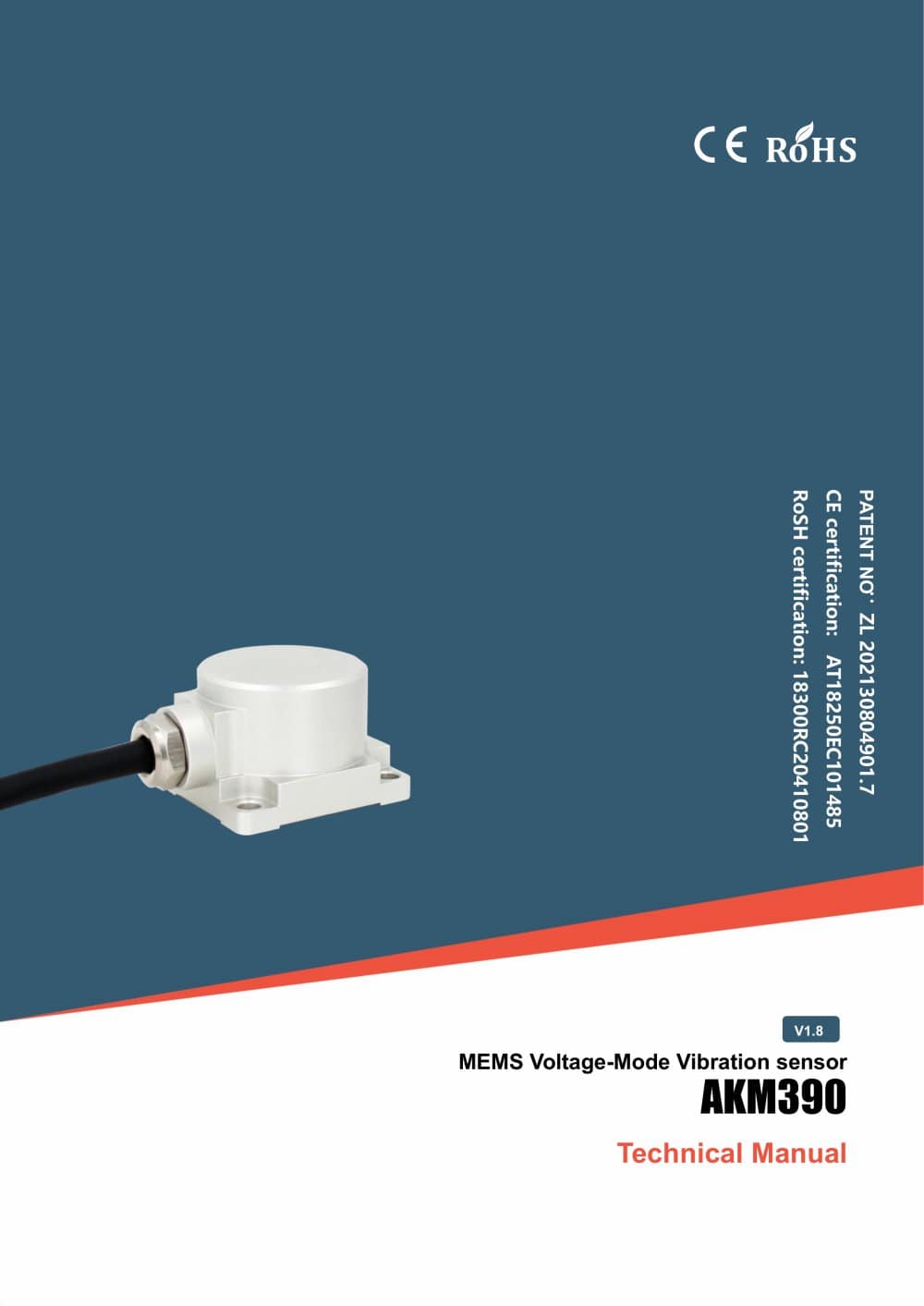 Rion Vibration Sensor AKM390 - SHENZHEN RION TECHNOLOGY CO.,LTD