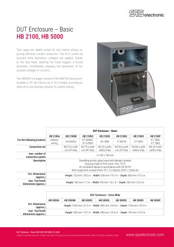 DUT Enclosure &ndash; Basic HB 2100, HB 5000