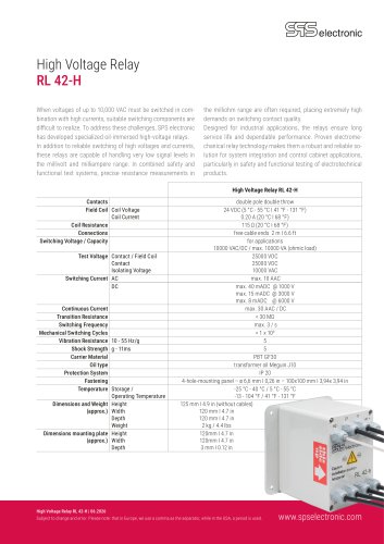 High Voltage Relay RL 42-H