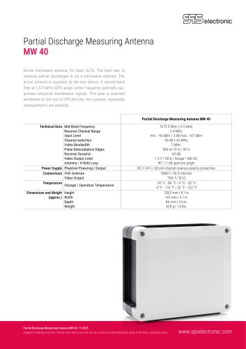 Partial Discharge Measuring Antenna MW 40