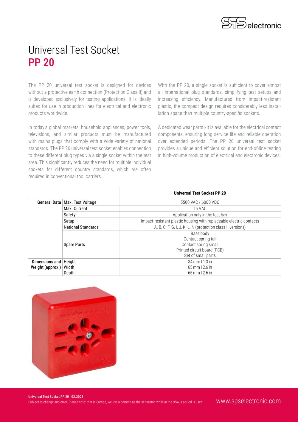 Universal Test Socket PP 20 - SPS electronic GmbH