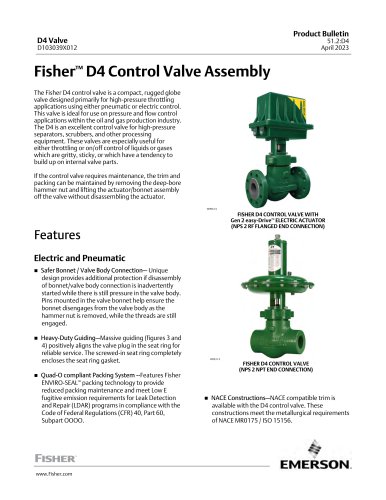 Fisher&trade; D4 Control Valve Assembly
