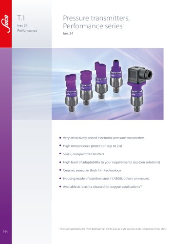 T.1 Pressure transmitters, Performance series