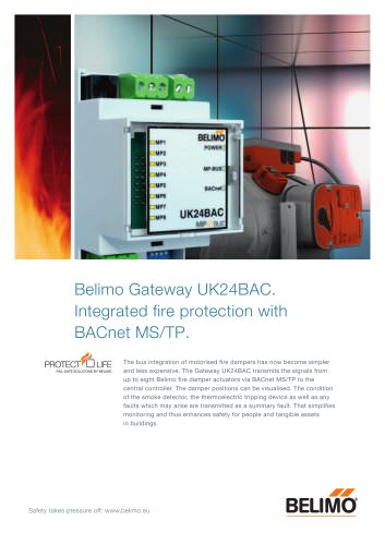 Belimo Gateway UK24BAC - Integrated fire protection with BACnet MS/TP