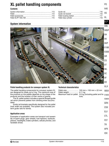 XL pallet handling components