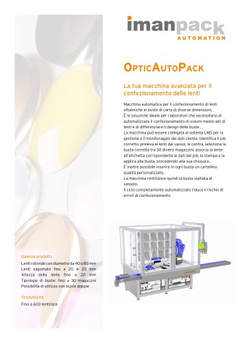 OpticAutoPack - La tua macchina avanzata per il confezionamento delle lenti