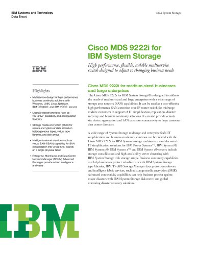 Cisco MDS 9222i for IBM System Storage