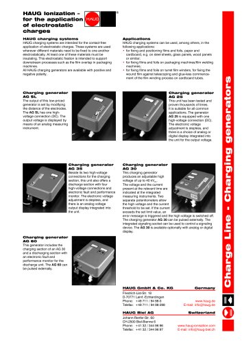 Charging generators  AG SL / AG 25 / AG 30 / AG 35 / AG 60