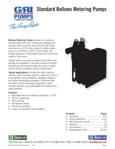 Standard Bellows Metering Pumps