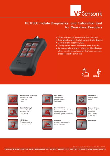 HCU500 mobile Diagnostics- and Calibration Unit for Gearwheel Encoders