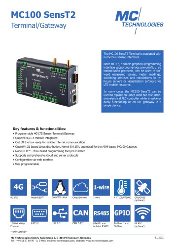 MC100 SensT2 Terminal/Gateway