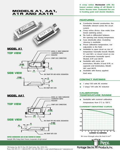 thermostat MODELS A1, AA1, A1R and A