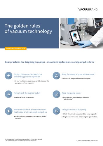 Golden rules / diaphragm pumps