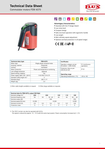 FLUX Motors Commutator motors FEM 4070