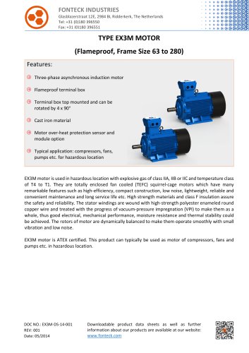 EX3M Flameproof Threephase Motor